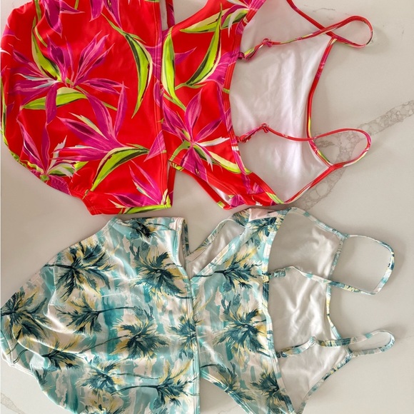 2 Old navy Tropical Kids Swim- one piece cut out. EUC size xl 14-16 - Picture 5 of 7